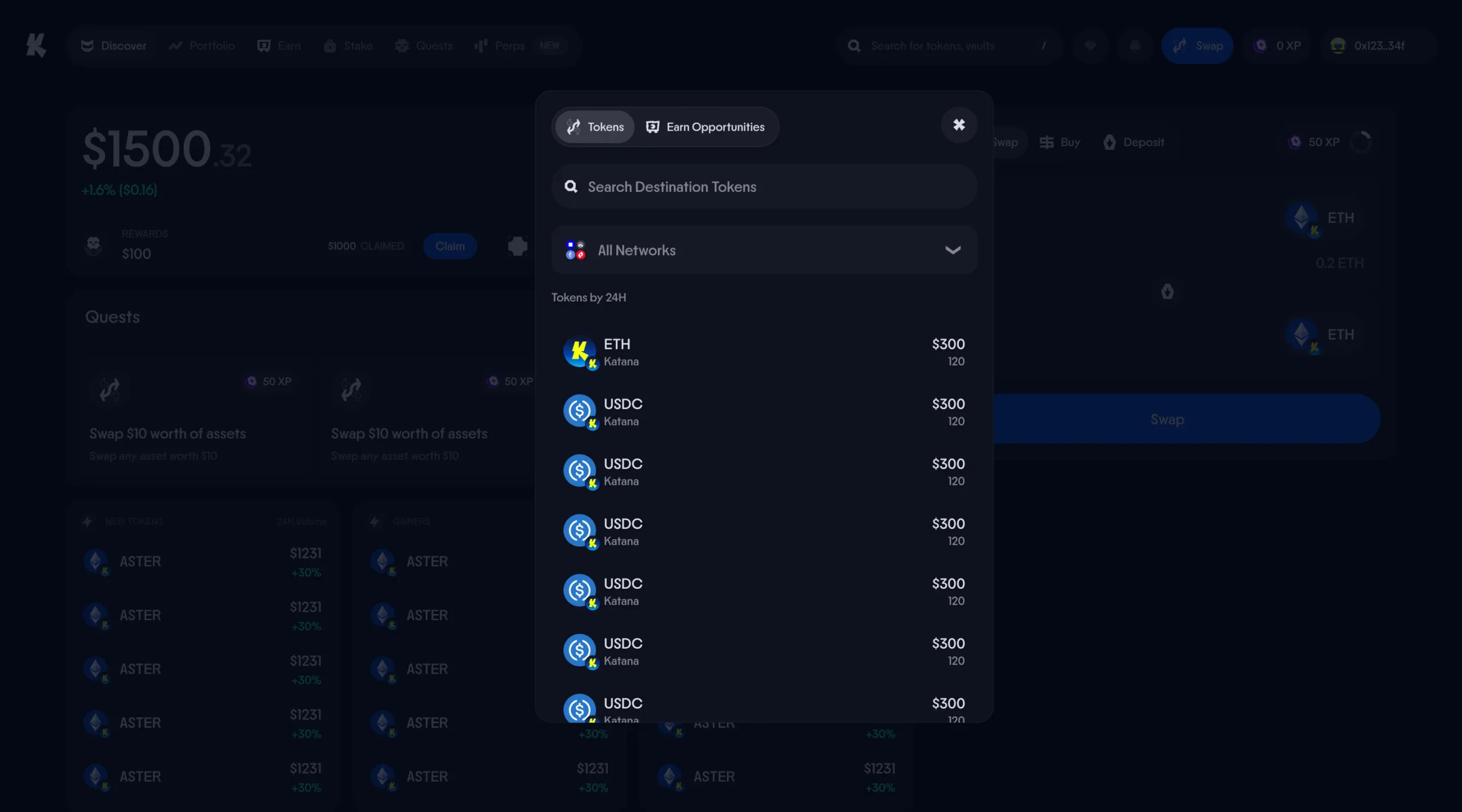 Katana_app_Token Selection